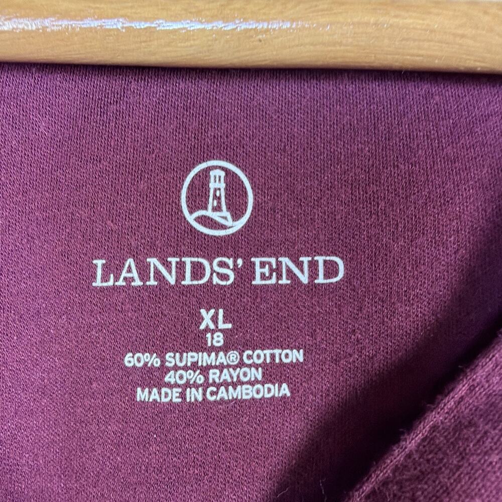 Lands End Womens 18 XL Maroon Long Sleeved Henley Shirt layering basic casual - Picture 5 of 9